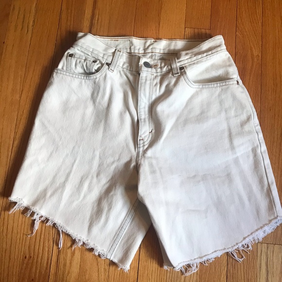 Levi’s Vintage High Waisted Rise White Jean Shorts